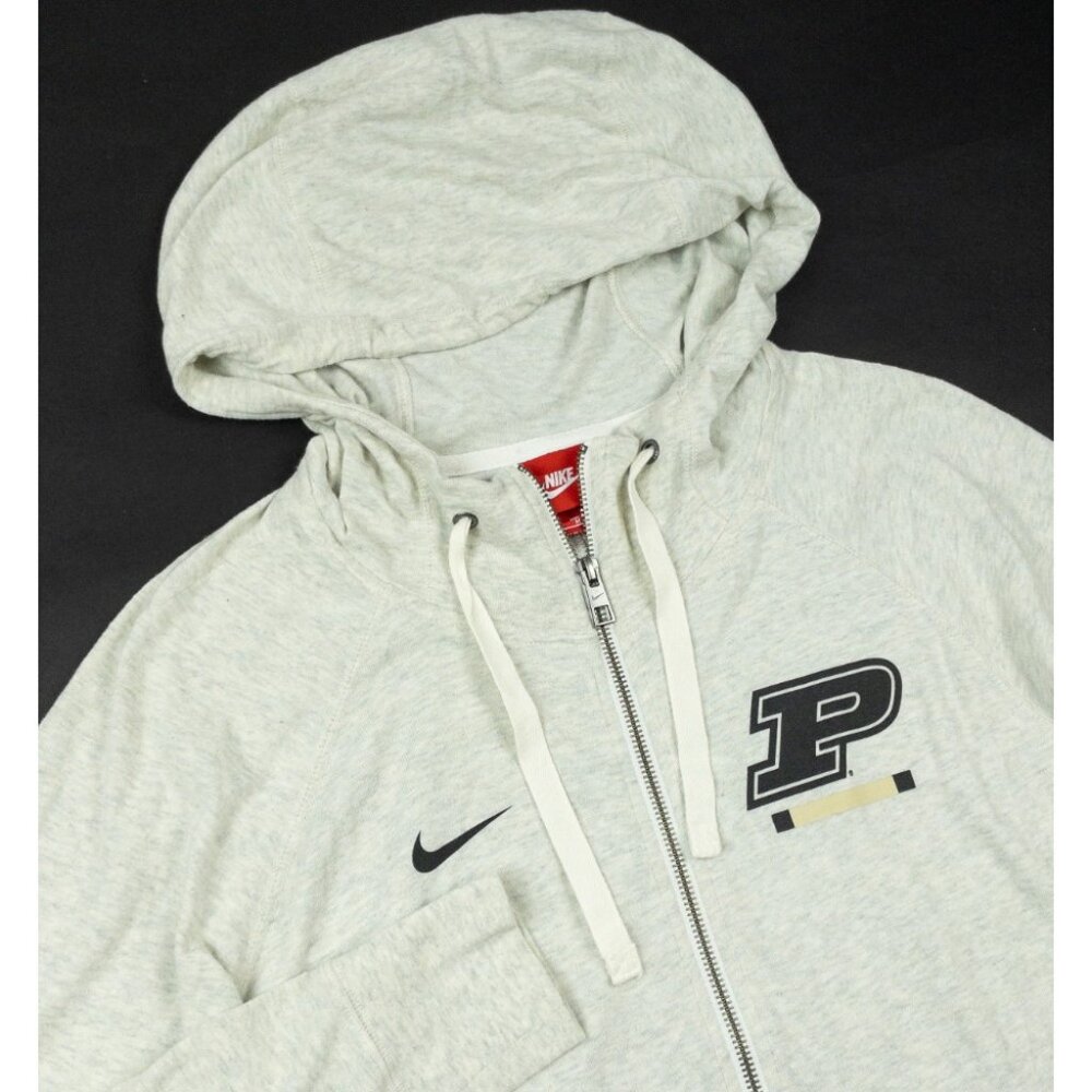 Purdue Boilermakers Nike Hoodie Men's Medium Full Zip Logo Sweatshirt Light Gray